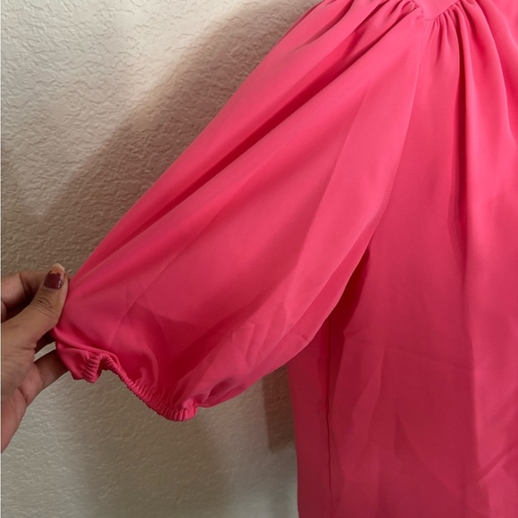 Marled Vibrant Pink Blouse - Picture 3 of 8